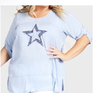 Women's Navy Blue Star Embellished Top PLUS 26/28 NWT‼️FINAL SALE